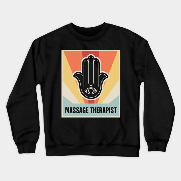 Retro Vintage Hamsa – Massage Therapist Crewneck Sweatshirt by MeatMan